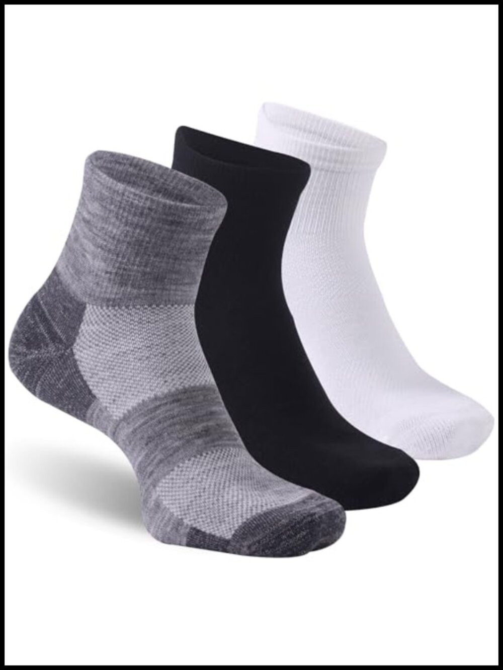 3 Pairs 90% Merino Wool Ankle Socks Thin All-Season Soft Breathable